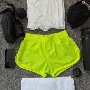 Under Armour Neon Yellow Women's Athletic Running Shorts